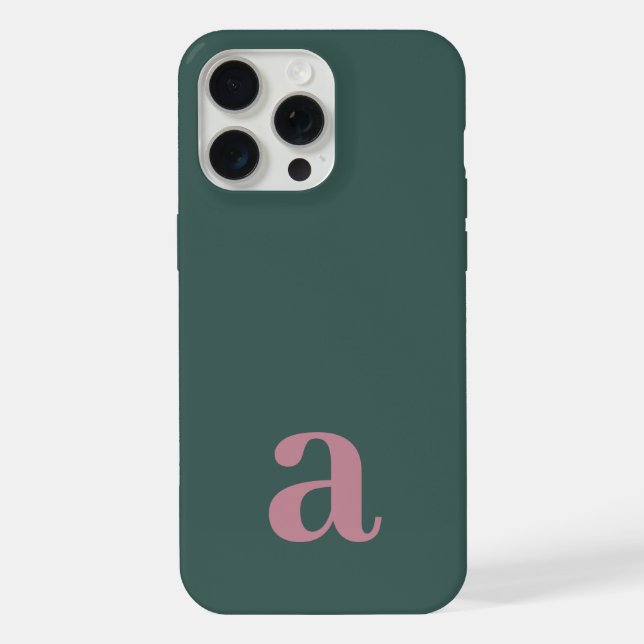 Medium Monogram Letter Sea Green/Purple Minimalist iPhone Case (Back)