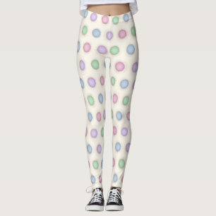 Medium Multicolored Pastel Distressed Polka Dots Leggings