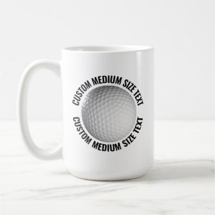 Medium Personalized Text Golf Ball 15 oz. Custom Coffee Mug