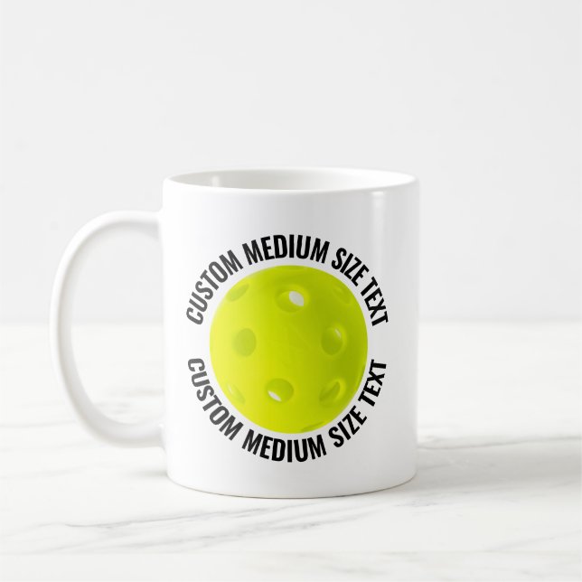 Medium Personalized Text Pickleball 11oz. Custom Coffee Mug (Left)