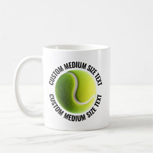 Medium Personalized Text Tennis Ball  11oz. Custom Coffee Mug