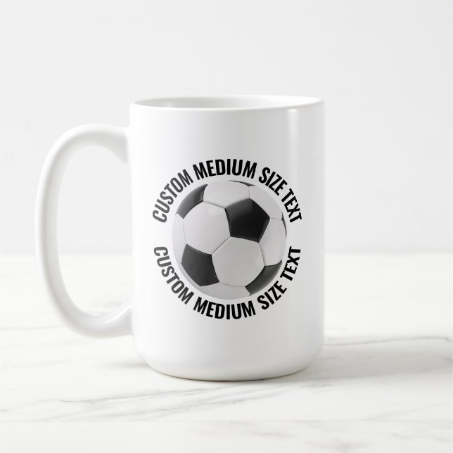 Medium Personalized Text Tennis Ball 15 oz. Custom Coffee Mug (Left)