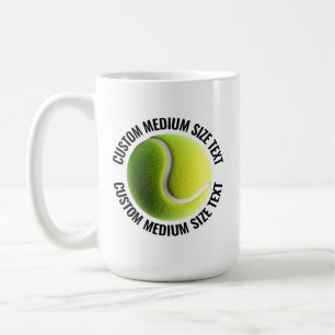 Medium Personalized Text Tennis Ball 15 oz. Custom Coffee Mug