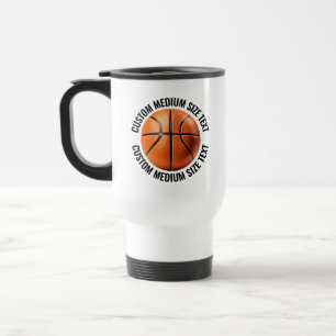 Medium Personalized Text White Custom Basketball Travel Mug