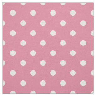 Medium Pink White Polka Dots Fabric