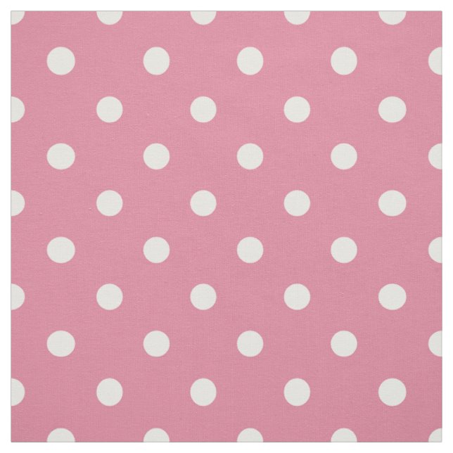 Medium Pink White Polka Dots Fabric (Swatch)