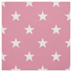 Medium Pink White Stars (large scale) Fabric