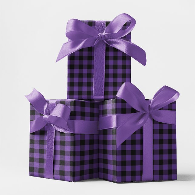 Medium Purple and Black Buffalo Plaid Wrapping Paper (Medium Purple and Black Buffalo Plaid Wrapping Paper)