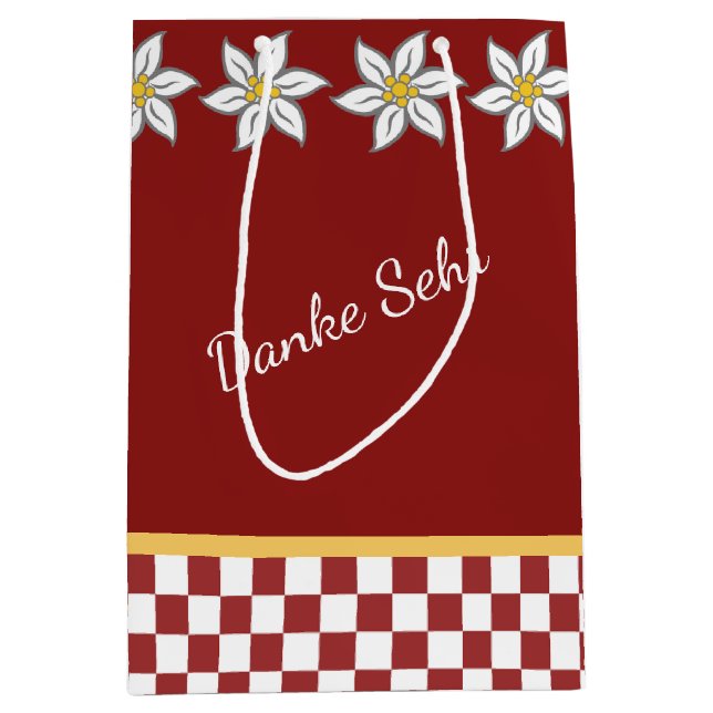 Medium Red Edelweiss Gift Bag (Front)