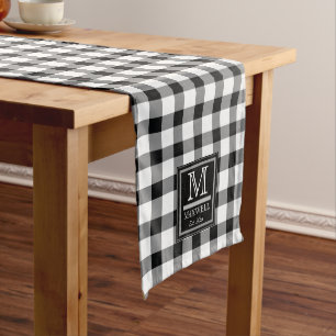 Medium Rustic Buffalo Checks Monogram Name Year Me Table Runner
