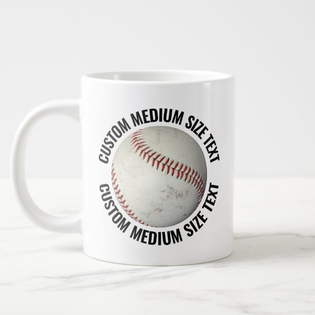 Medium Size Personalized Text Baseball Custom Large Coffee Mug (Left)