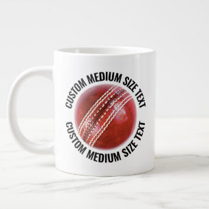 Medium Size Personalized Text Cricket Ball Custom Large Coffee Mug