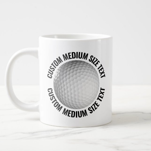 Medium Size Personalized Text Golf Ball Custom Large Coffee Mug (Left)