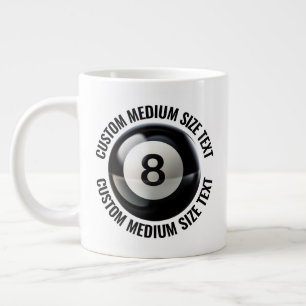 Medium Size Personalized Text Pool 8 Ball Custom Large Coffee Mug