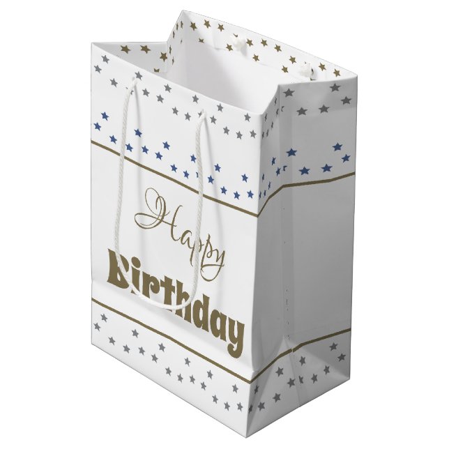 Medium Size Star Patterned Paper Birthday Gift Bag (Front Angled)