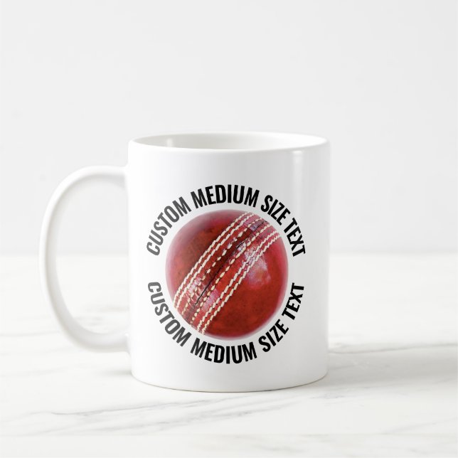 Medium Size Text 11oz Personalised Cricket Mug (Left)