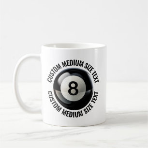 Medium Size Text 11oz Personalized 8 Ball Mug