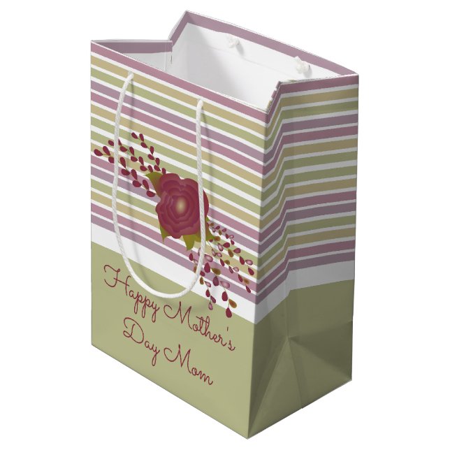 Medium Sized Pastel Stripe Mother's Day Gift Bag (Back Angled)