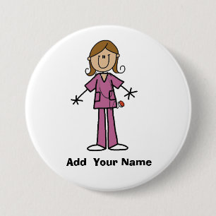 Medium Skin Customized Stick Figure Nurse  Button