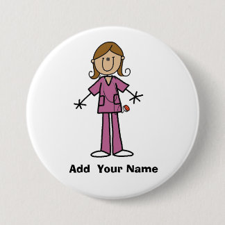 Medium Skin Customized Stick Figure Nurse Button