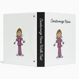 Medium Skin Stick Figure Female Nurse Binder