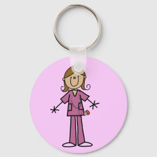 Medium Skin Stick Figure Female Nurse Keychain