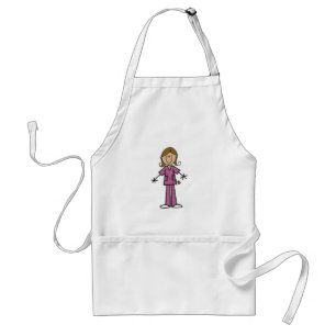Medium Skin Stick Figure Female Nurse Standard Apron