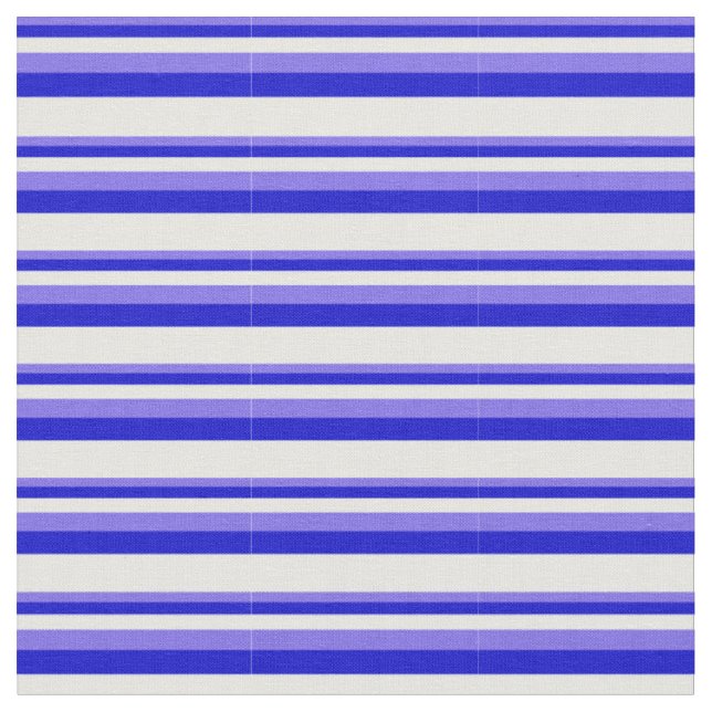 Medium Slate Blue, Blue, and Mint Cream Stripes Fabric (Close Up)