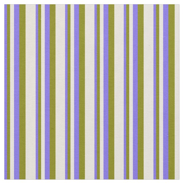Medium Slate Blue, Green & Beige Pattern Fabric (Close Up)