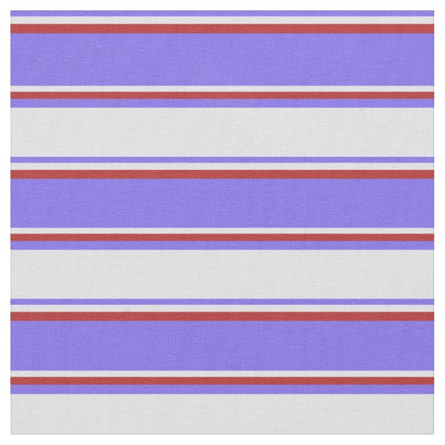 Medium Slate Blue, Lavender & Red Coloured Pattern Fabric (Close Up)
