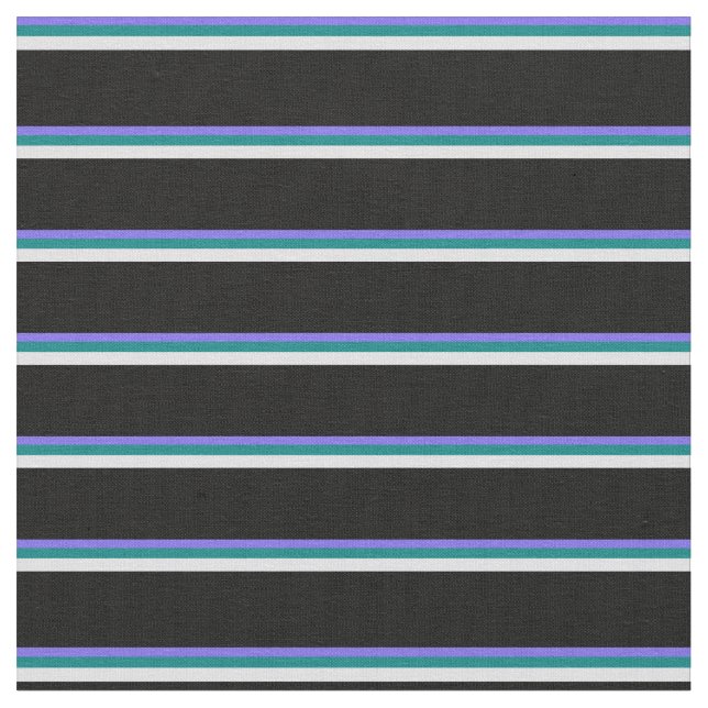 Medium Slate Blue, Teal, Lavender & Black Coloured Fabric (Close Up)