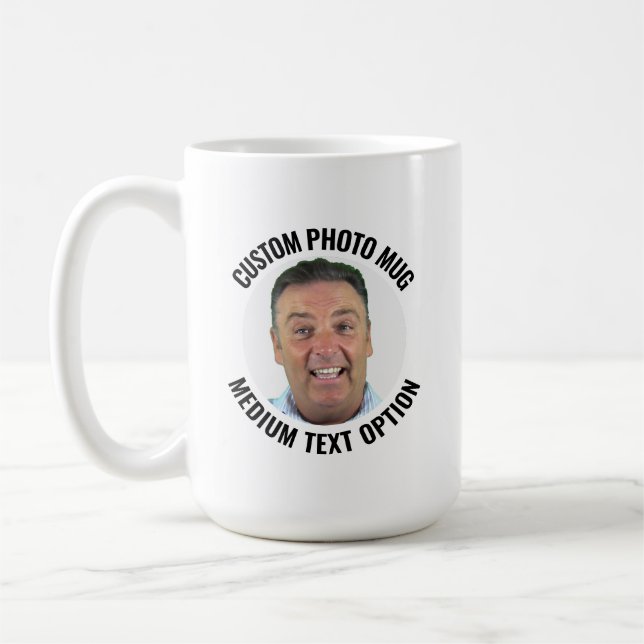 Medium Text 15oz White Personalized Photo Mug (Left)