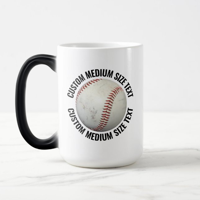 Medium Text & Baseball 15oz Custom Heat Changing Magic Mug (Left)