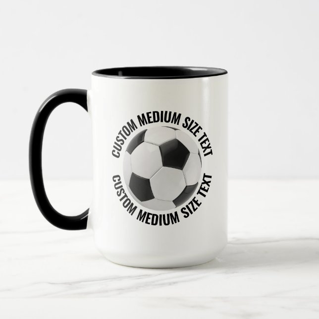 Medium Text BLACK Combo 15oz Custom Soccer Mug (Left)