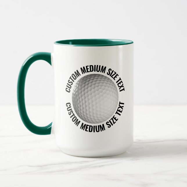 Medium Text HUNTER GREEN Combo 15oz Custom Golf Mug (Left)