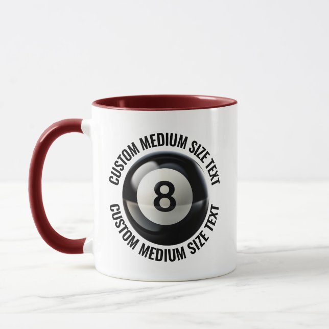Medium Text MAROON Combo 11oz Custom 8 Ball Mug (Left)
