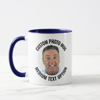 Medium Text NAVY BLUE Combo Personalized Photo Mug
