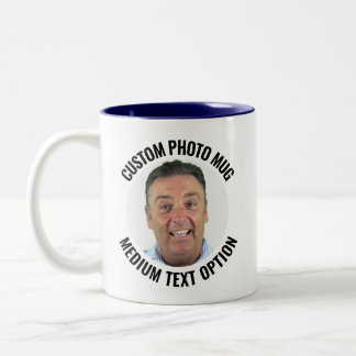 Medium Text NAVY Two-Tone Personalized Photo Mug