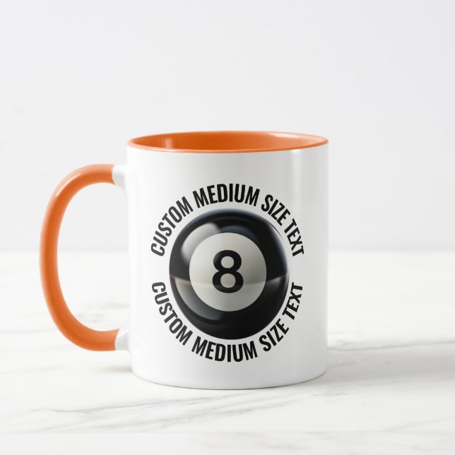 Medium Text ORANGE Combo 11oz Custom 8 Ball Mug (Left)