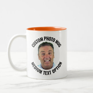 Medium Text ORANGE Two-Tone Personalized Photo Mug