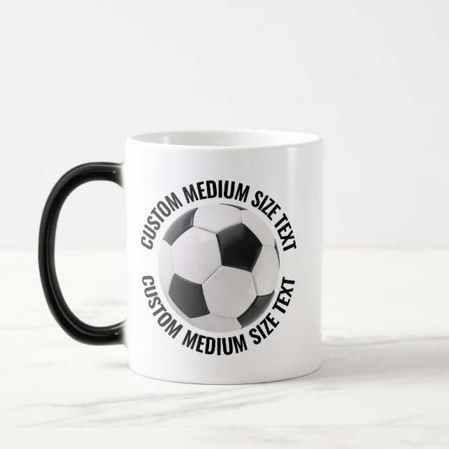 Medium Text, Soccer Ball 11oz Custom Heat Changing Magic Mug (Left)