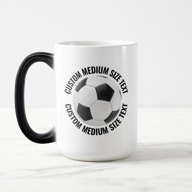 Medium Text, Soccer Ball 15oz Custom Heat Changing Magic Mug (Left)