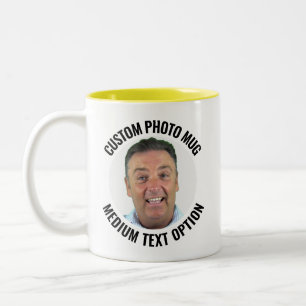Medium Text YELLOW Two-Tone Personalized Photo Mug