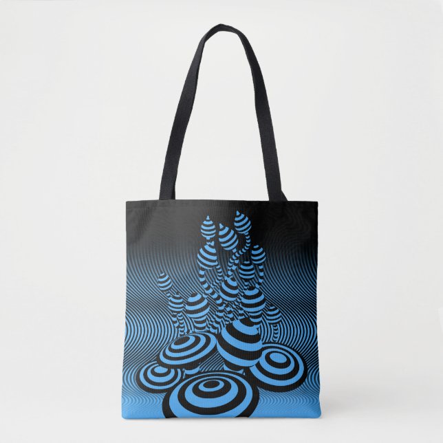 Medium Tote bag Magic Mushrooms optical design. (Front)