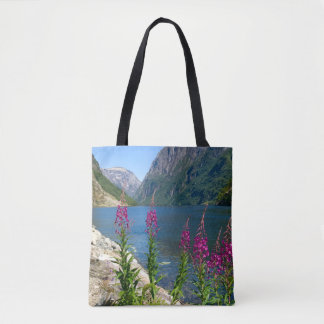 Medium Tote Bag with Norway River Scene