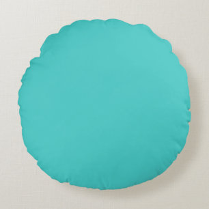 Medium Turquoise Solid Colour Round Pillow