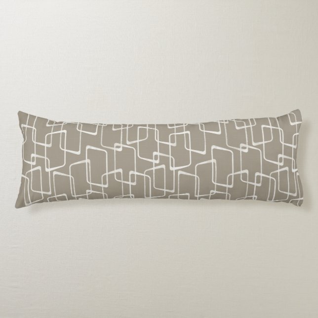 Medium Warm Grey Retro Geometric Pattern Body Pillow (Front)
