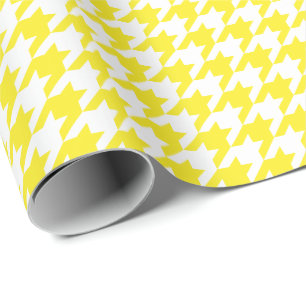 Medium Yellow and White Houndstooth Wrapping Paper