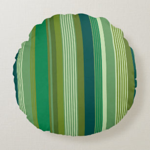 Medley of Green Warm Cool Stripes Round Pillow