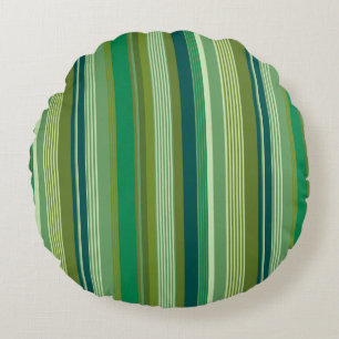 Medley of Green Warm Cool Stripes Round Pillow